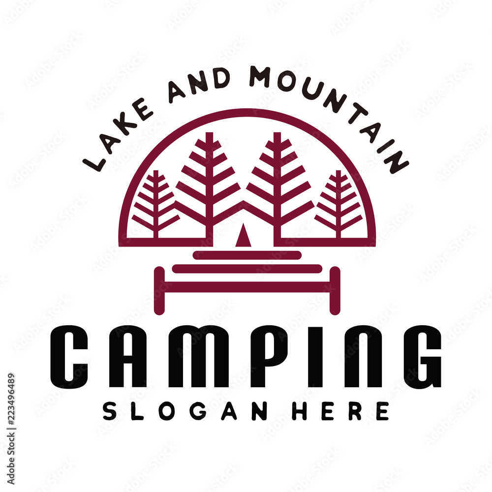 Naklejka premium Hipster Mountain and Camping Logo Inspiration Vector