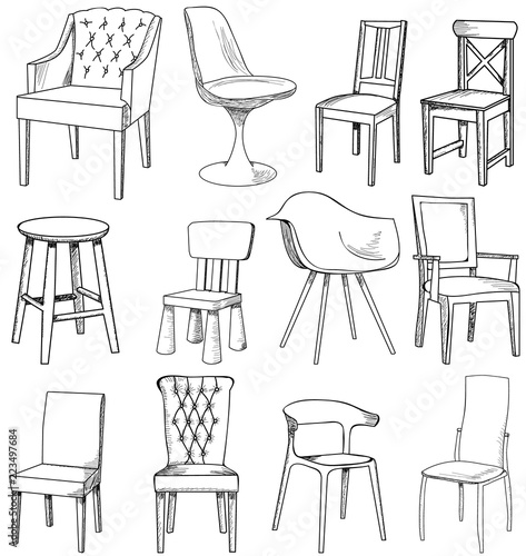 set of sketch of chair