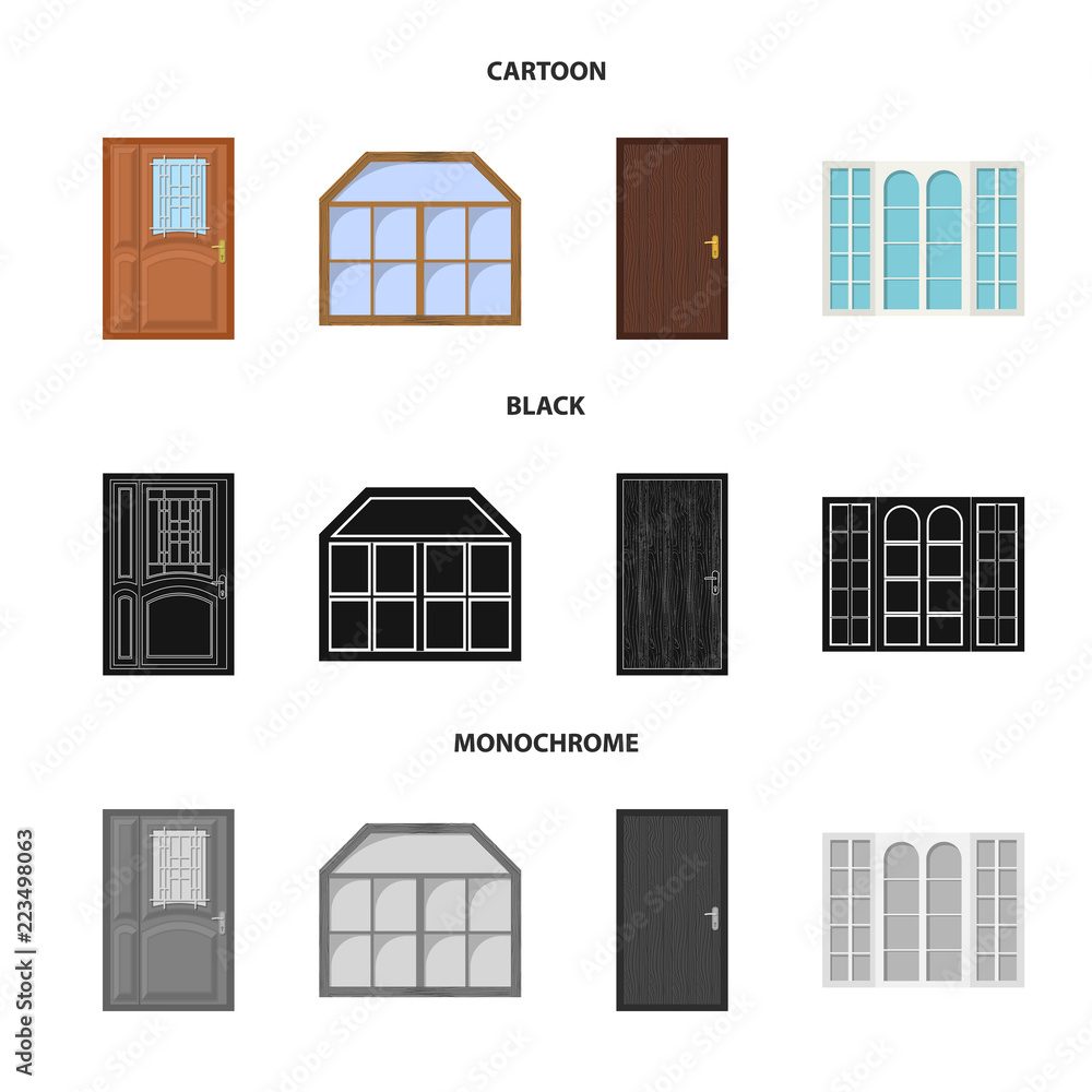Vector design of door and front logo. Collection of door and wooden vector icon for stock.