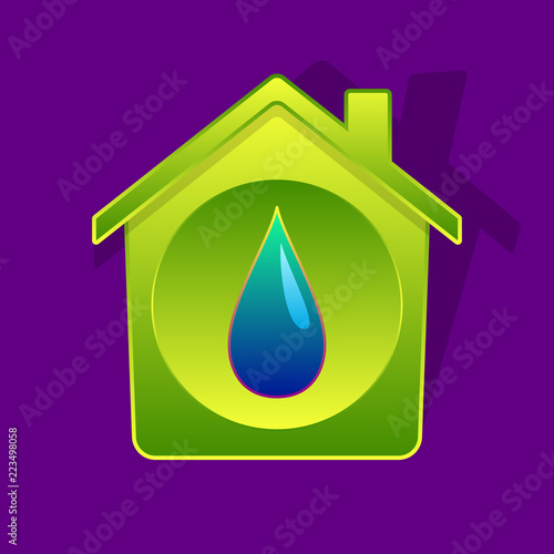 Green house and water drop