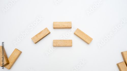 wooden block on white background copy space