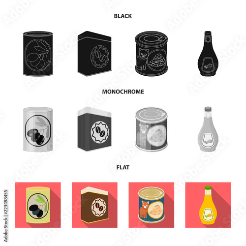 Isolated object of can and food icon. Collection of can and package stock symbol for web.