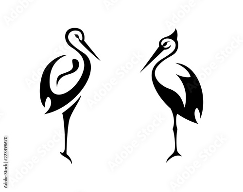 Abstract silhouette of storks. Logo for the company