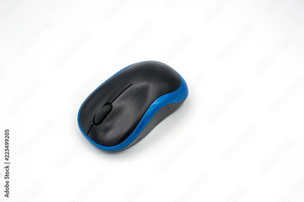 Blue computer mouse on white isolated background. Blue computer mouse on white isolated background.