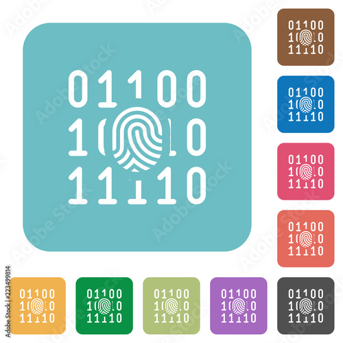 Digital fingerprint rounded square flat icons