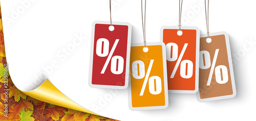 Autumn Foliage Scrolled Corner Price Stickers Percents Header