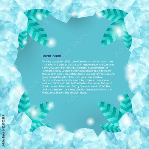 Vector frame of ice cubes and mint leaves. Lovely design for a design background 