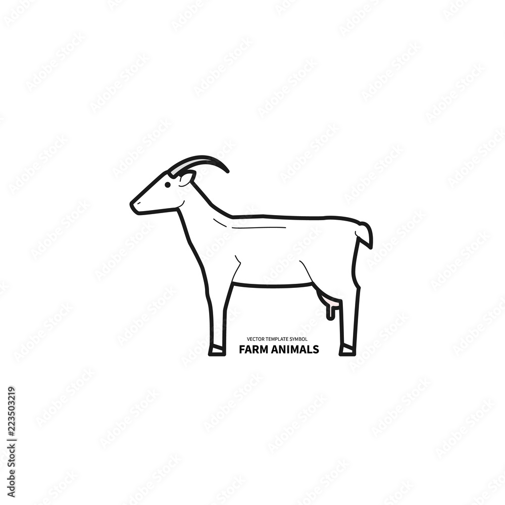 Vector goat black and white on white background