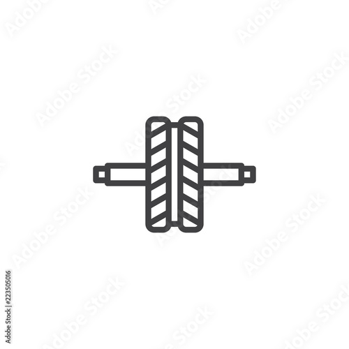 Fitness roller outline icon. linear style sign for mobile concept and web design. Gymnastics wheel roller simple line vector icon. Symbol, logo illustration. Pixel perfect vector graphics