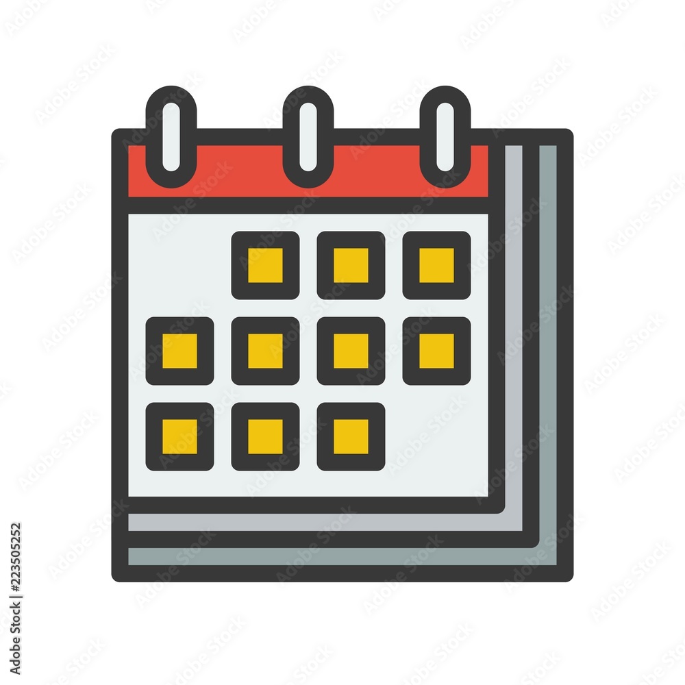calendar icon, flat with outline design vector pixel perfect calendar icon, flat with outline design vector pixel perfect