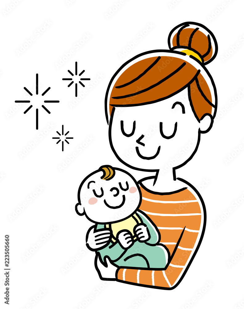 イラスト素材 赤ちゃんを抱っこする母親 Stock ベクター Adobe Stock