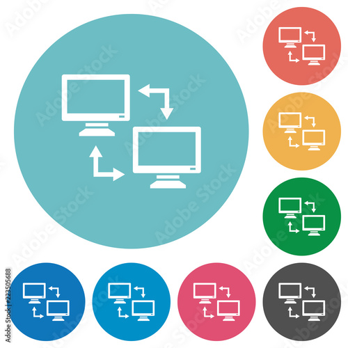 Data syncronization flat round icons