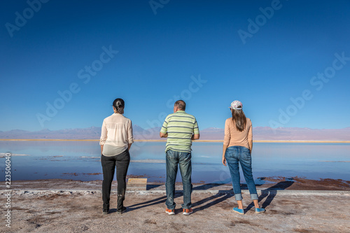 Family at the Salar of Atacama in Chile