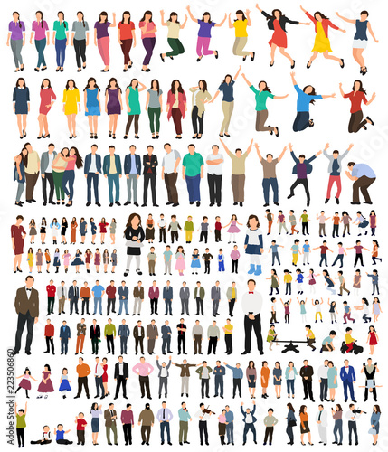 isolated, flat style people, set