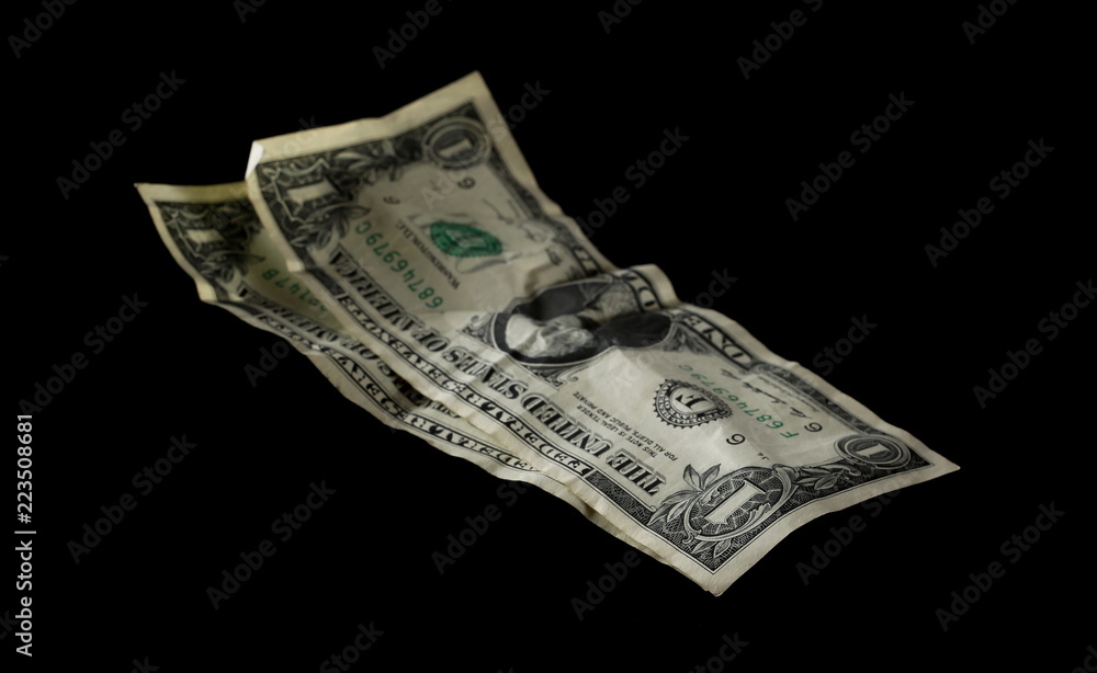 One dollar bill isolated on black background One dollar bill isolated on black background