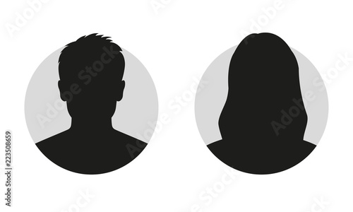 Fotografie, Obraz Male and female face silhouette or icon