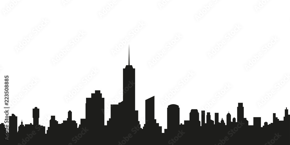 City silhouette. City skyline with buildings. Vector illustration.