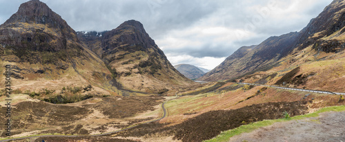 Glencoe landscape shots of mountains, hills three sissters. panorama