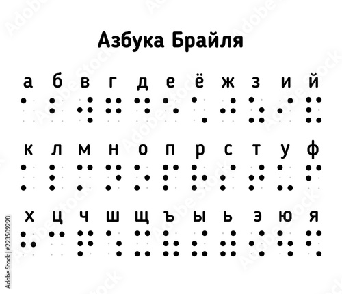 Braille cyrillic alphabet letters - isolated vector illustration