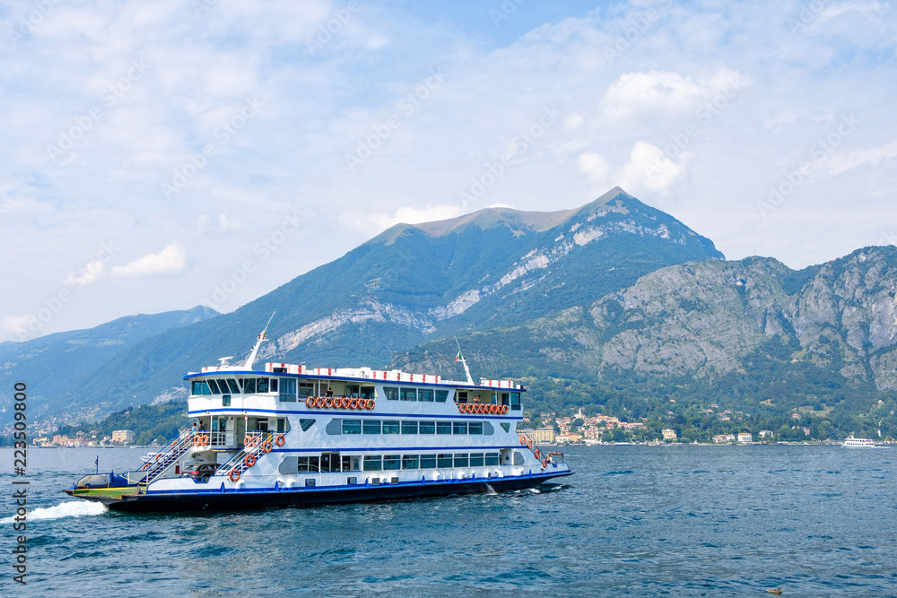 Ferryboat cruising on Lake Como Ferryboat cruising on Lake Como