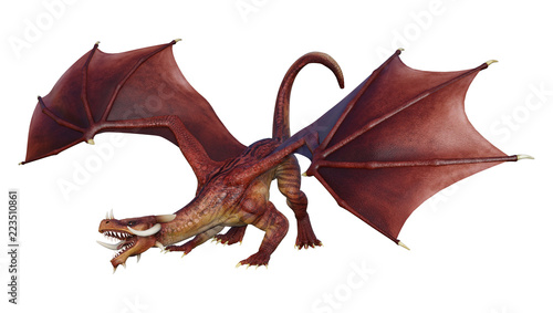 3D Rendering Fairy Tale Dragon on White