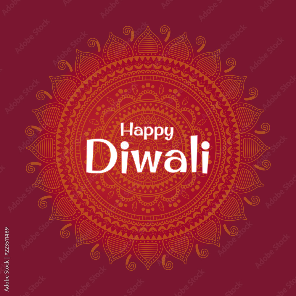 Vector Illustration on the theme of the holiday diwali. Deepavali light and fire festival.  Vector background of ornament.
