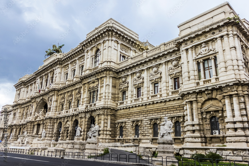 Facade of the Palace of Justice in Rome, Italy