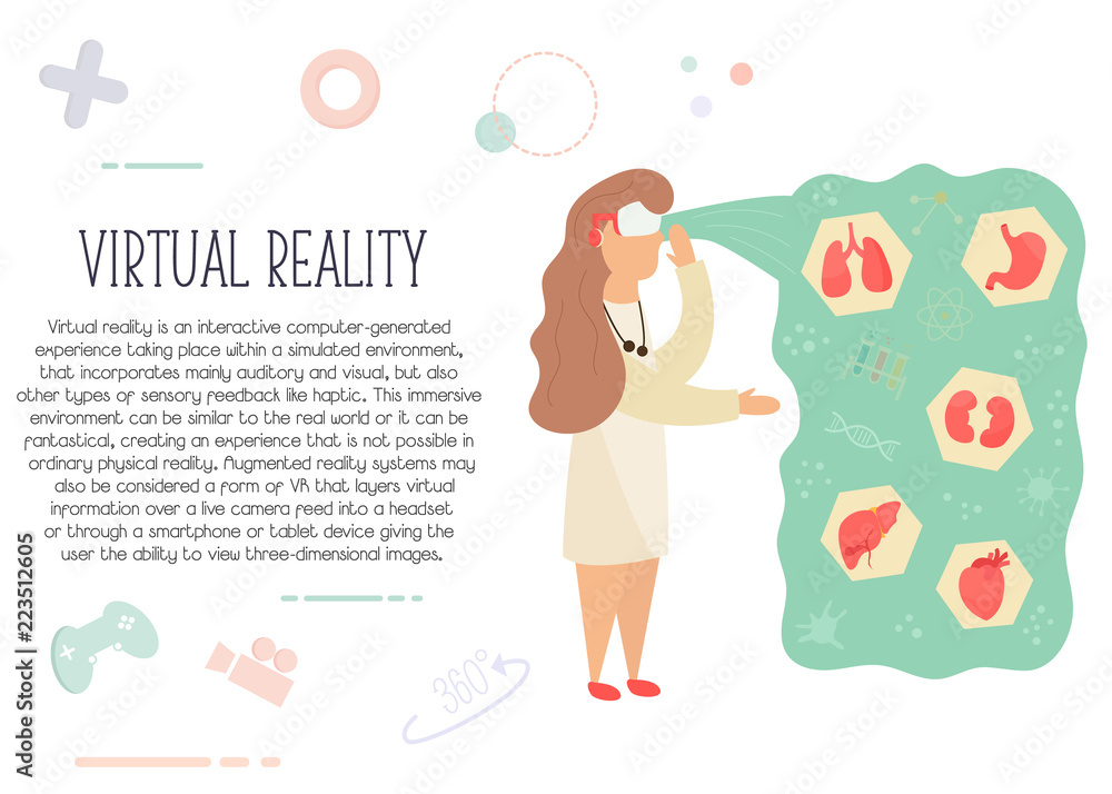 Nurse in virtual reality learning anatomy
