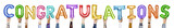 Rainbow alphabet balloons forming the word congratulations