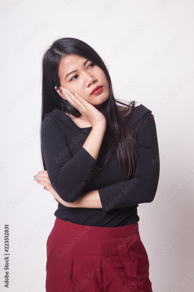 Beautiful young Asian woman get bored. Beautiful young Asian woman get bored.
