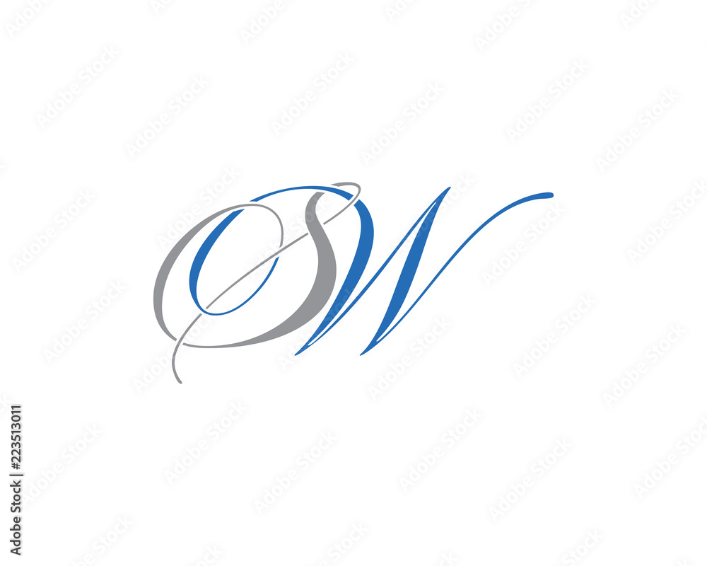 Fototapeta premium Elegant Script Letter S W Logo Icon 001