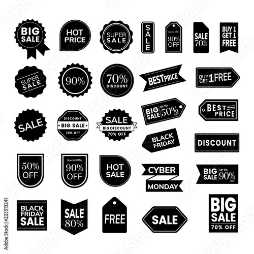 Set of promotion badge vectors