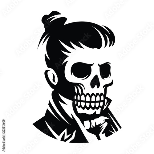 illustration victorian skull face hairstyle bun model