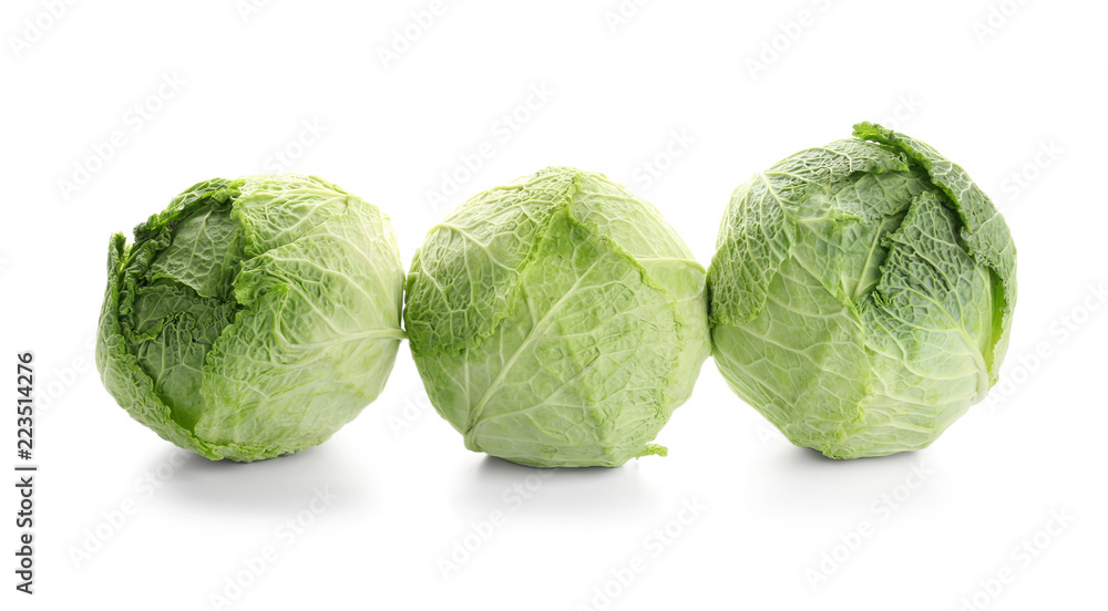 Fototapeta premium Fresh cabbage on white background