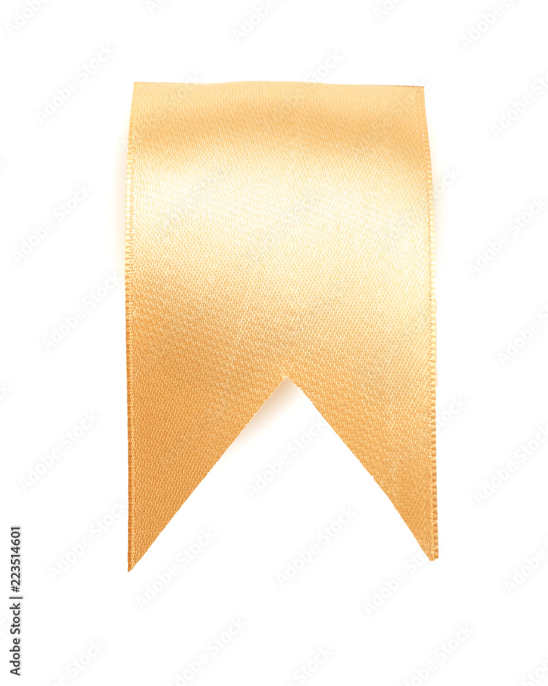 Golden ribbon bookmark isolated on white Golden ribbon bookmark isolated on white