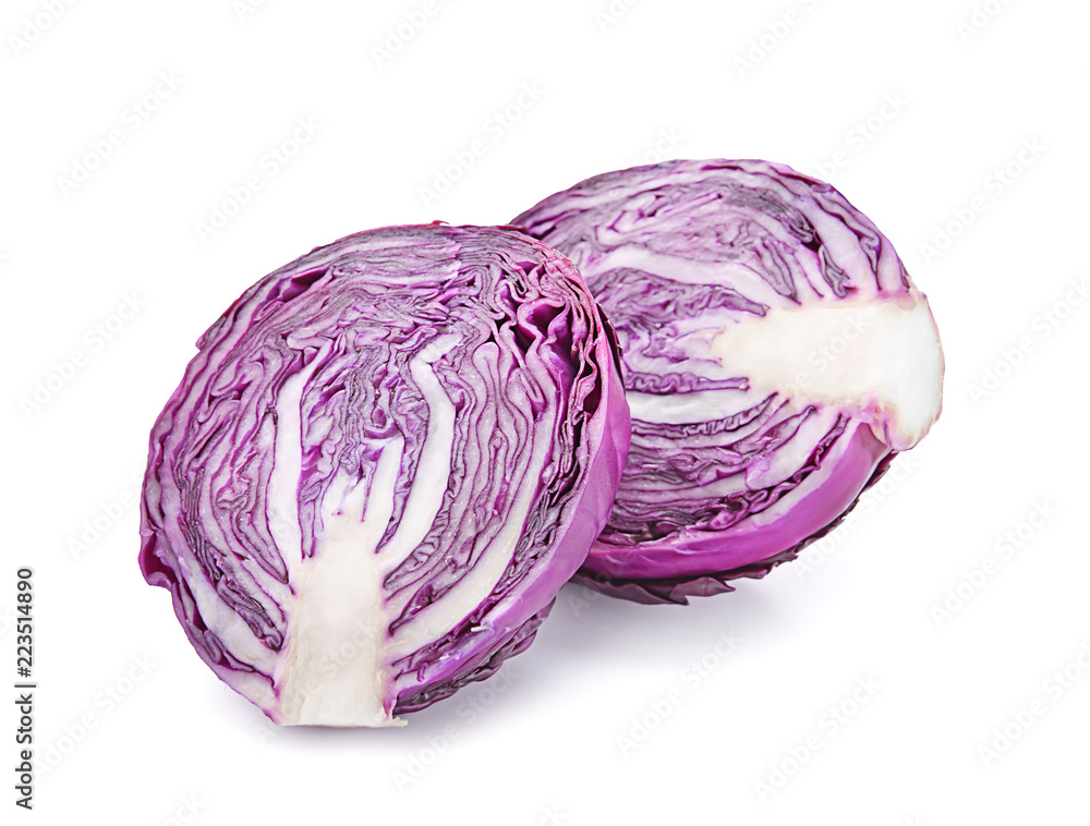 Cut red cabbage on white background Cut red cabbage on white background