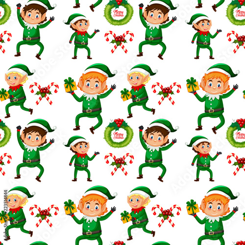 Christmas elf seamless background