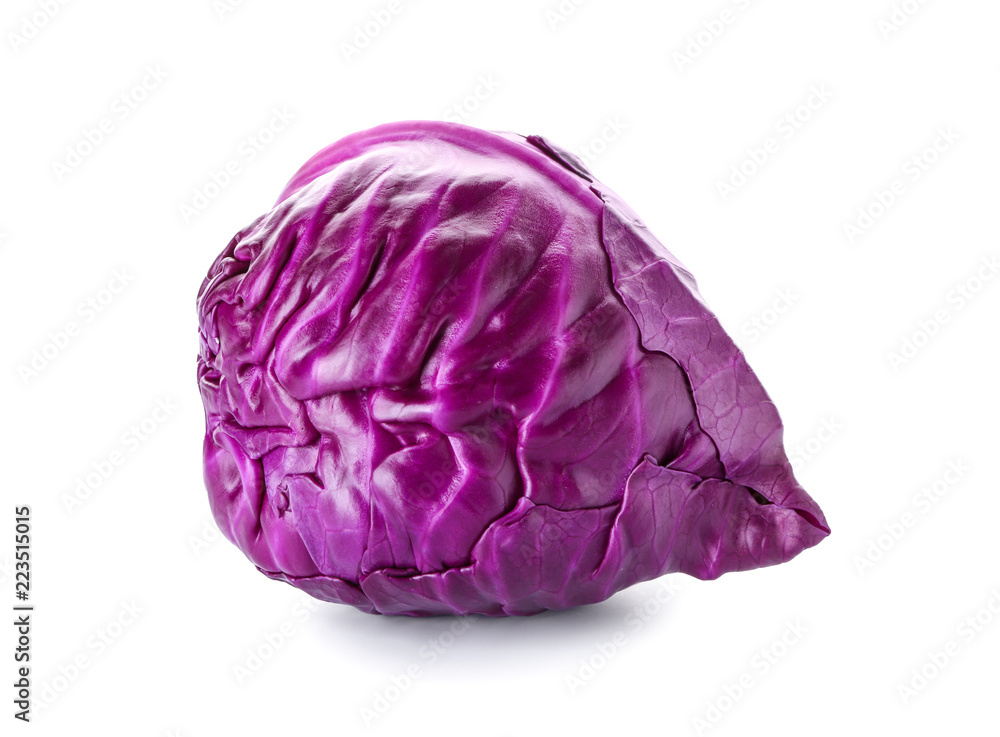 Obraz premium Ripe red cabbage on white background