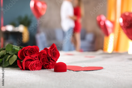 Box with engagement ring an...