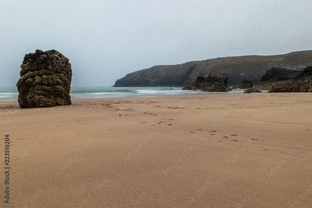 Sango Sands, Durness Beach, Scotland with dog footsteps in the sand