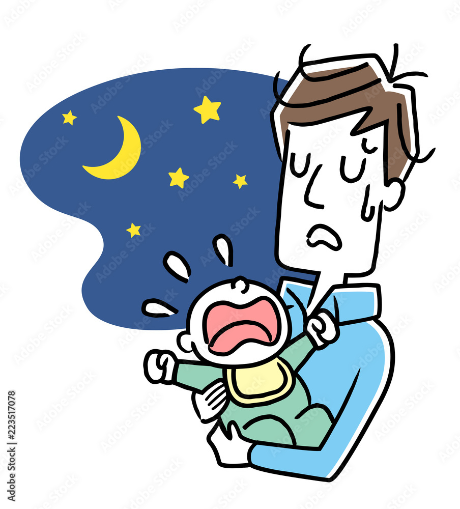 イラスト素材 夜泣きに困る父親 Stock Vector Adobe Stock