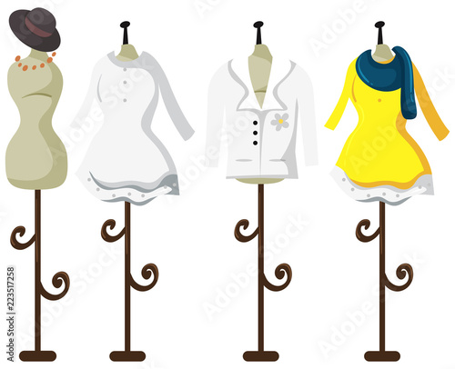 Female tailor dummy on white background