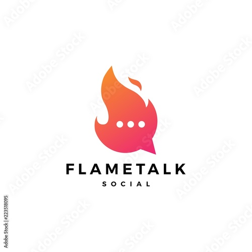 fire flame talk chat bubble logo icon