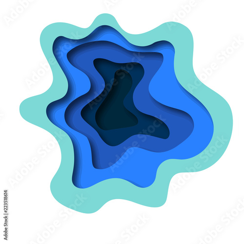 Paper art. Sea. Depth. Fish. Ocean. For your design. Origami.