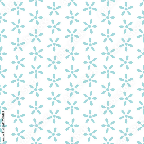 Retro Seamless Pattern Painted Flowers Blue