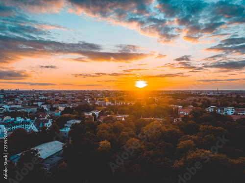 city overview in the afternoon with last sunlight at germany