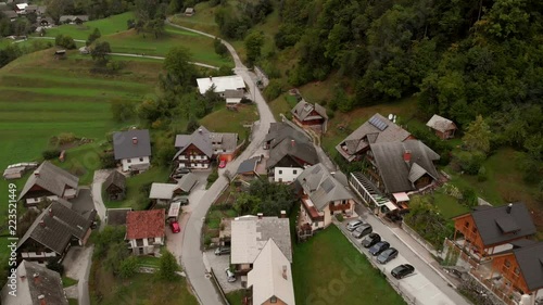 Aerial view of village Srednja Vas near the Bohinj lake in Slovenia photo