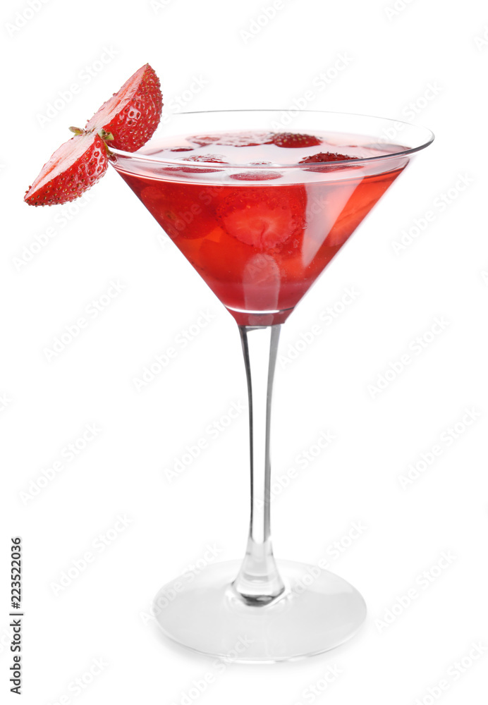 Fresh summer cocktail in glass on white background