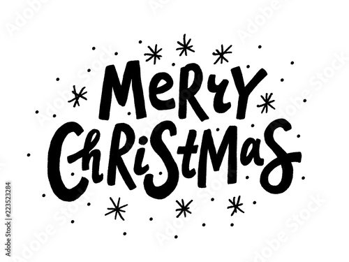 Merry Christmas text. Vector illustration. Unique xmas design element