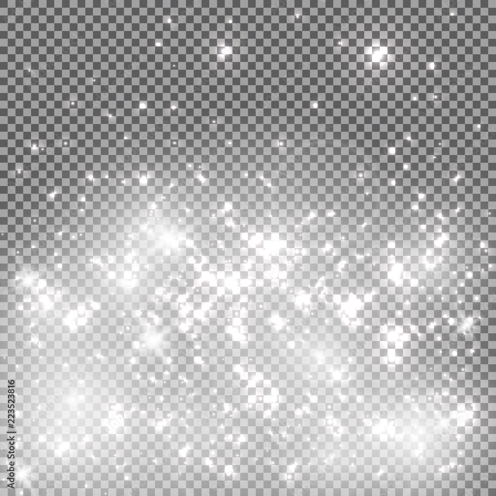 White sparks glitter special light effect. Vector sparkles on transparent background. Christmas abstract pattern. Sparkling magic dust particles White sparks glitter special light effect. Vector sparkles on transparent background. Christmas abstract pattern. Sparkling magic dust particles